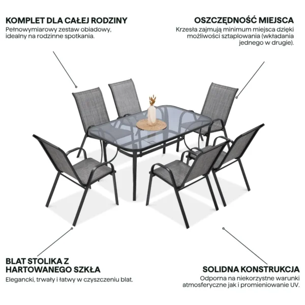 Najważniejsze cechy - Zestaw ogrodowy BOLOGNA 6+1 Mixed Grey