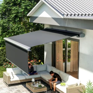 Markiza tarasowa DELUXE PLUS AUTOMATIC 400x300 GREY z LED i czujnikiem – Gutroof — zdjęcie wariantu 4