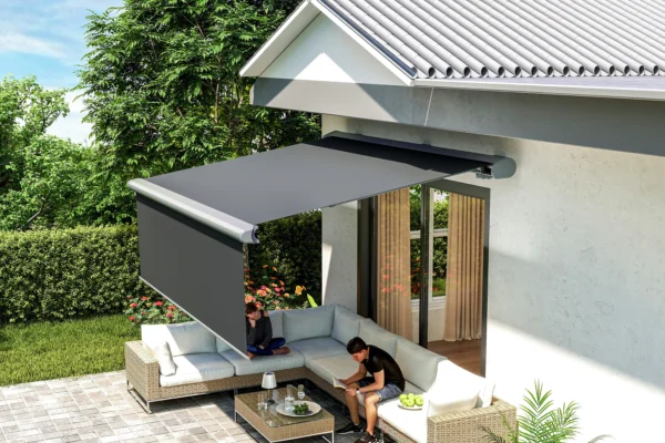 Markiza tarasowa DELUXE PLUS AUTOMATIC 400x300 GREY z LED i czujnikiem – Gutroof — zdjęcie wariantu 4