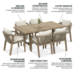 Zestaw mebli jadalnianych do ogrodu MARIGOLD 6+1 dining – FURRORE — zdjęcie wariantu 4 Zestaw mebli jadalnianych do ogrodu MARIGOLD 6+1 dining – FURRORE — zdjęcie wariantu 4