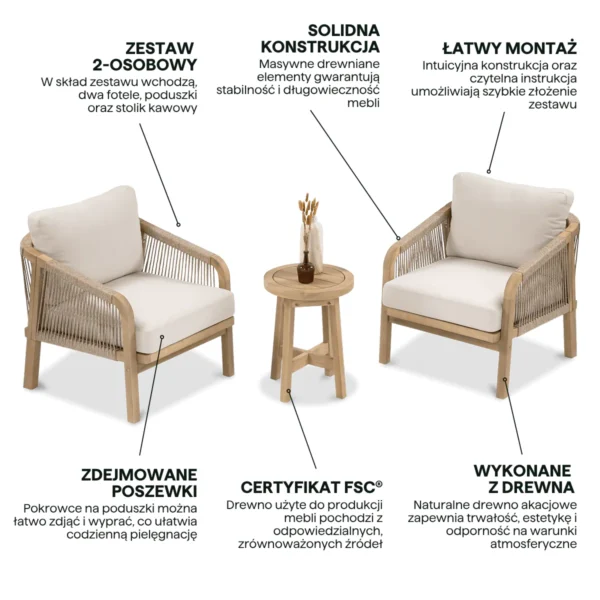 Meble balkonowe Marigold 2+1 Caffe – Furrore — zdjęcie wariantu 4