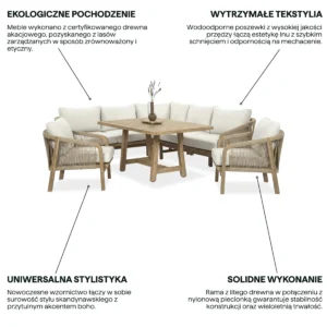 Narożnik ogrodowy z drewna akacjowego MARIGOLD dining – FURRORE — zdjęcie wariantu 4 Narożnik ogrodowy z drewna akacjowego MARIGOLD dining – FURRORE — zdjęcie wariantu 4