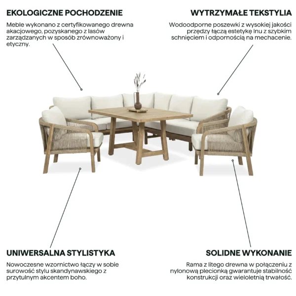 Narożnik ogrodowy z drewna akacjowego MARIGOLD dining – FURRORE — zdjęcie wariantu 4 Narożnik ogrodowy z drewna akacjowego MARIGOLD dining – FURRORE — zdjęcie wariantu 4