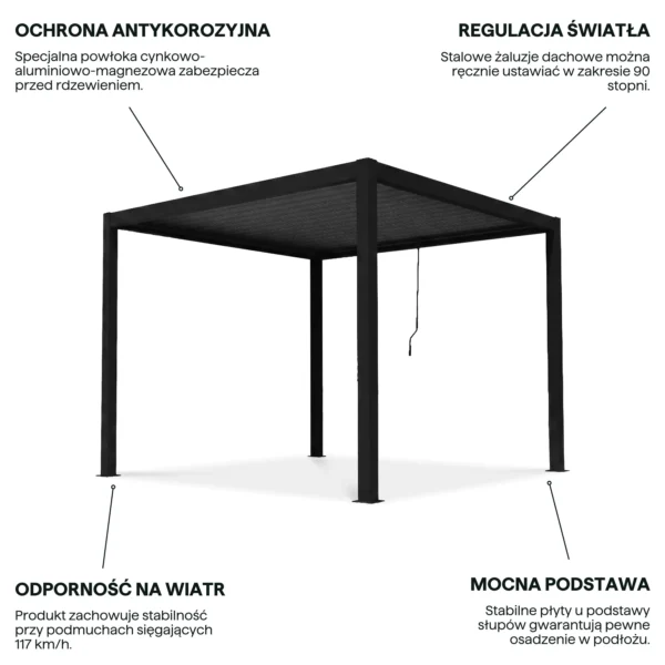 Pergola tarasowa PRIMARY 3x3 Anthracite – Gutroof — zdjęcie wariantu 4 Pergola tarasowa PRIMARY 3x3 Anthracite – Gutroof — zdjęcie wariantu 4