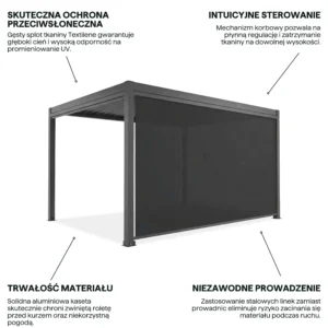 Roleta opuszczana do pergoli PRIMARY 4 m Anthracite – Gutroof — zdjęcie wariantu 4 Roleta opuszczana do pergoli PRIMARY 4 m Anthracite – Gutroof — zdjęcie wariantu 4
