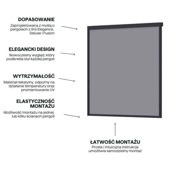 Automatyczna roleta opuszczana do pergoli ELEGANCE/DELUXE/FUSION 2.65m Anthracite – Gutroof — zdjęcie wariantu 4 Automatyczna roleta opuszczana do pergoli ELEGANCE/DELUXE/FUSION 2.65m Anthracite – Gutroof — zdjęcie wariantu 4