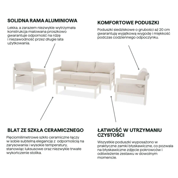 Zestaw mebli aluminiowych TREVIO CAFFE Beige – FURRORE — zdjęcie wariantu 4