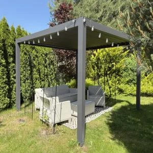 Pergola ogrodowa na taras Premium 3x3 Anthracite – Gutroof — zdjęcie wariantu 5 Pergola ogrodowa na taras Premium 3x3 Anthracite – Gutroof — zdjęcie wariantu 5