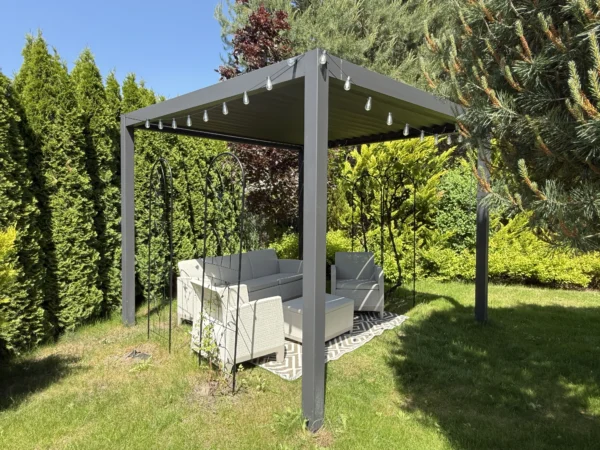Pergola ogrodowa na taras Premium 3x3 Anthracite – Gutroof — zdjęcie wariantu 5 Pergola ogrodowa na taras Premium 3x3 Anthracite – Gutroof — zdjęcie wariantu 5