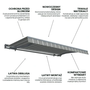 Markiza automatyczna PREMIUM AUTOMATIC 400x300 Grey/White – Gutroof — zdjęcie wariantu 5 Markiza automatyczna PREMIUM AUTOMATIC 400x300 Grey/White – Gutroof — zdjęcie wariantu 5