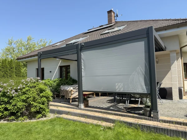 Pergola tarasowa DELUXE Wall 3,6x6 Anthracite – Gutroof — zdjęcie wariantu 5 Pergola tarasowa DELUXE Wall 3,6x6 Anthracite – Gutroof — zdjęcie wariantu 5