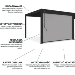 Roleta opuszczana do pergoli ELEGANCE/DELUXE/FUSION 3.6 m Anthracite – Gutroof — zdjęcie wariantu 5 Roleta opuszczana do pergoli ELEGANCE/DELUXE/FUSION 3.6 m Anthracite – Gutroof — zdjęcie wariantu 5