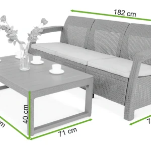 Zestaw balkonowy CORFU LOVE SEAT MAX/LYON Graphite – Keter — wymiary produktu Zestaw balkonowy CORFU LOVE SEAT MAX/LYON Graphite – Keter — wymiary produktu