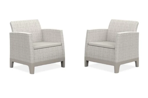 Dwa fotele ogrodowe SCANDI DINING FIESTA Keter w kolorze Pebble Grey-Soft Beige / Oat Dwa fotele ogrodowe SCANDI DINING FIESTA Keter w kolorze Pebble Grey-Soft Beige / Oat