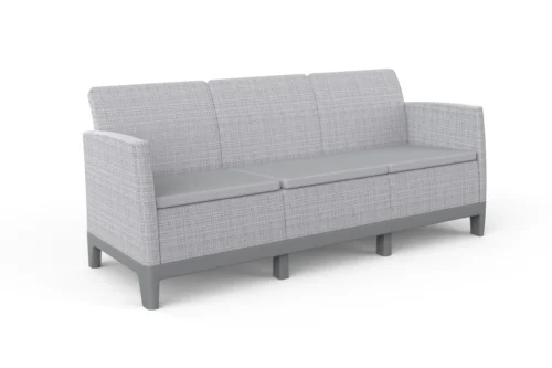 Sofa ogrodowa Keter Scandi Forma Ash Grey-Storm Grey/ Light Grey z szarymi poduchami Sofa ogrodowa Keter Scandi Forma Ash Grey-Storm Grey/ Light Grey z szarymi poduchami