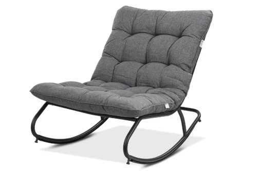 Fotel bujany ogrodowy AGAVA z poduszkami Dark Grey na czarnym stelażu