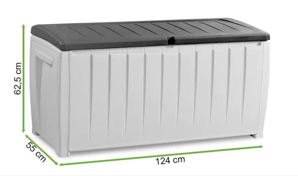 Skrzynia balkonowa NOVEL STORAGE BOX 340L – Keter — wymiary produktu Skrzynia balkonowa NOVEL STORAGE BOX 340L – Keter — wymiary produktu