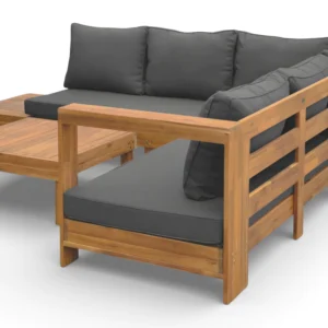 Zbliżenie na bok narożnika z zestawu HAVLA CAFFE ACACIA WOOD - BJORKKA Zbliżenie na bok narożnika z zestawu HAVLA CAFFE ACACIA WOOD - BJORKKA