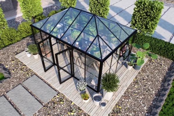 Oranżeria zimowa BROADWAY Black 436x295cm Solid PC+ Glass – Gutroof — zdjęcie wariantu 6 Oranżeria zimowa BROADWAY Black 436x295cm Solid PC+ Glass – Gutroof — zdjęcie wariantu 6