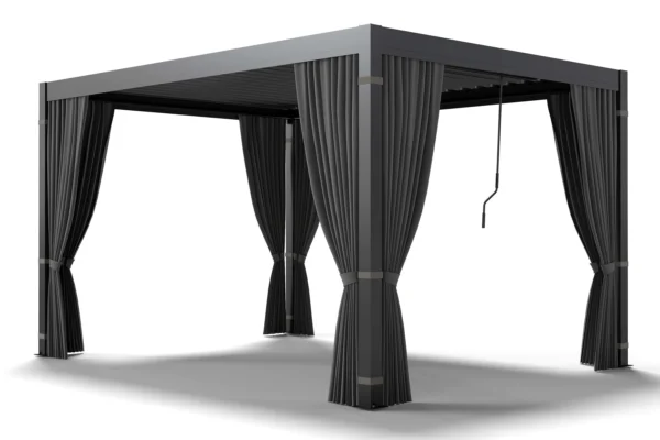 Komplet 4 zasłon bocznnych z siatką moskitierą do pergoli PRIMARY 3x4 Anthracite – GUTROOF — zdjęcie wariantu 6 Komplet 4 zasłon bocznnych z siatką moskitierą do pergoli PRIMARY 3x4 Anthracite – GUTROOF — zdjęcie wariantu 6