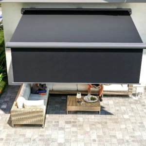 Markiza tarasowa DELUXE PLUS AUTOMATIC 400x300 GREY z LED i czujnikiem – Gutroof — zdjęcie wariantu 6