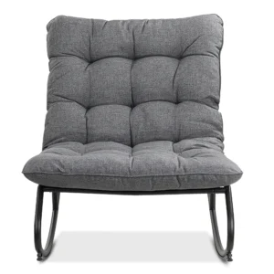 Fotel bujany ogrodowy AGAVA z stolikiem ART Dark Grey w kolorze szarym na czarnym stelażu Fotel bujany ogrodowy AGAVA z stolikiem ART Dark Grey w kolorze szarym na czarnym stelażu