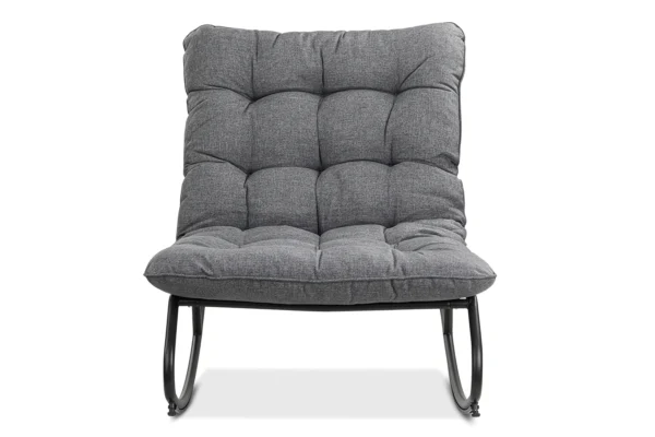 Fotel bujany ogrodowy AGAVA z stolikiem ART Dark Grey w kolorze szarym na czarnym stelażu Fotel bujany ogrodowy AGAVA z stolikiem ART Dark Grey w kolorze szarym na czarnym stelażu