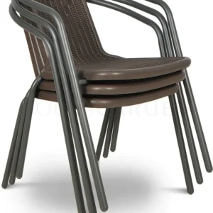 Krzesło ogrodowe Simple Brown Focus Garden sztaplowane, jedno na drugim