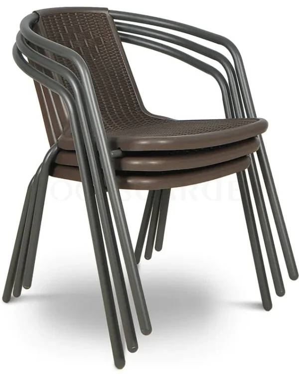 Krzesło ogrodowe Simple Brown Focus Garden sztaplowane, jedno na drugim