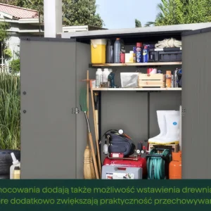 wnętrze schowka premier tall z opcjonalnymi drewnianymi półkami