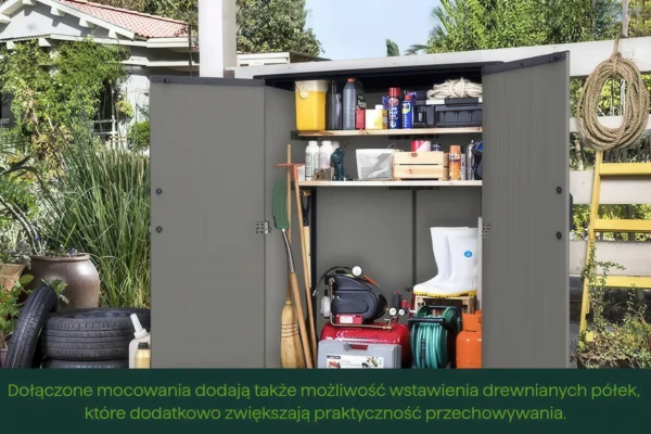 wnętrze schowka premier tall z opcjonalnymi drewnianymi półkami