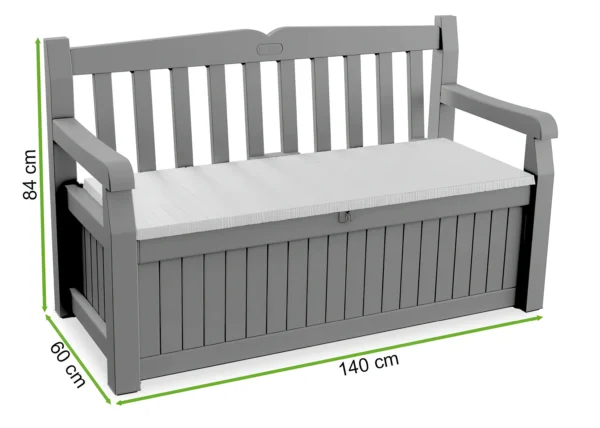 Skrzynia/Ławka EDEN GARDEN BENCH 265L Creme – Keter — wymiary produktu Skrzynia/Ławka EDEN GARDEN BENCH 265L Creme – Keter — wymiary produktu