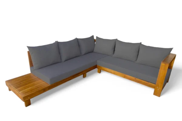 Narożnik ogrodowy z drewna akacjowego z wygodną poduszką HAVLA CAFFE ACACIA WOOD - BJORKKA Narożnik ogrodowy z drewna akacjowego z wygodną poduszką HAVLA CAFFE ACACIA WOOD - BJORKKA