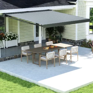 Markiza tarasowa PRIME AUTOMATIC 400x300 GREY/WHITE z oświetleniem LED i czujnikiem wiatru/słońca – Gutroof — zdjęcie wariantu 8 Markiza tarasowa PRIME AUTOMATIC 400x300 GREY/WHITE z oświetleniem LED i czujnikiem wiatru/słońca – Gutroof — zdjęcie wariantu 8