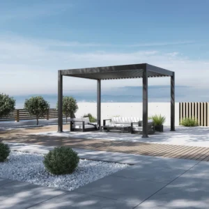 Pergola elektryczna tarasowa DELUXE PRO AUTOMATIC 3x4 z oświetleniem LED, Anthracite – Gutroof — zdjęcie wariantu 9 Pergola elektryczna tarasowa DELUXE PRO AUTOMATIC 3x4 z oświetleniem LED, Anthracite – Gutroof — zdjęcie wariantu 9