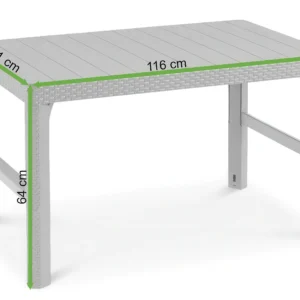 Stół ogrodowy LYON Graphite – Keter — wymiary produktu Stół ogrodowy LYON Graphite – Keter — wymiary produktu