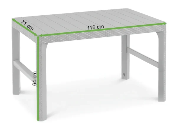 Stół ogrodowy LYON Graphite – Keter — wymiary produktu Stół ogrodowy LYON Graphite – Keter — wymiary produktu