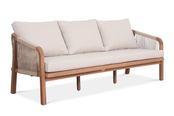 Trzyosobowa sofa z zestawu mebli wypoczynkowych z drewna akacjowego SKALA CAFFE Acacia Wood - Bjørkka