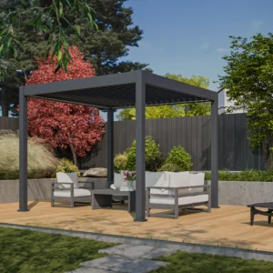 Pergola tarasowa automatyczna z oświetleniem LED ELEGANCE AUTOMATIC 3x3 Anthracite – Gutroof — zdjęcie wariantu 9 Pergola tarasowa automatyczna z oświetleniem LED ELEGANCE AUTOMATIC 3x3 Anthracite – Gutroof — zdjęcie wariantu 9