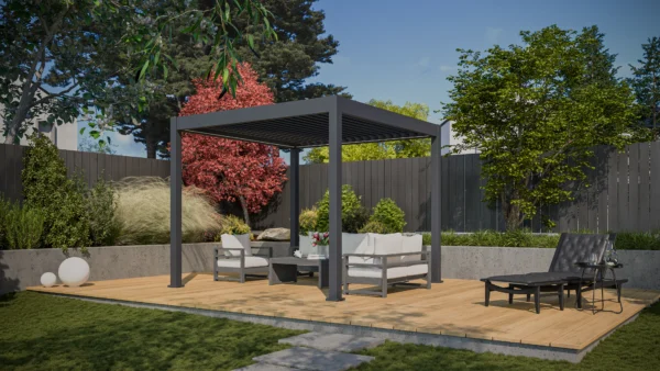 Pergola tarasowa automatyczna z oświetleniem LED ELEGANCE AUTOMATIC 3x3 Anthracite – Gutroof — zdjęcie wariantu 9 Pergola tarasowa automatyczna z oświetleniem LED ELEGANCE AUTOMATIC 3x3 Anthracite – Gutroof — zdjęcie wariantu 9