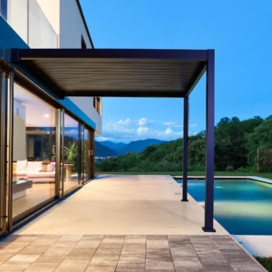 Pergola ścienna ogrodowa na taras 3x3 Premium Wall Anthracite – Gutroof — zdjęcie wariantu 9 Pergola ścienna ogrodowa na taras 3x3 Premium Wall Anthracite – Gutroof — zdjęcie wariantu 9