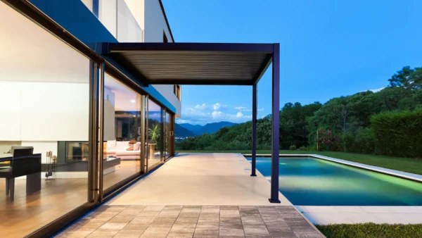 Pergola ścienna ogrodowa na taras 3x3 Premium Wall Anthracite – Gutroof — zdjęcie wariantu 9 Pergola ścienna ogrodowa na taras 3x3 Premium Wall Anthracite – Gutroof — zdjęcie wariantu 9
