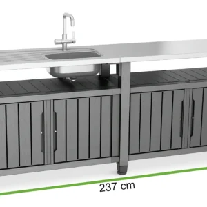 Barek schowek ogrodowy UNITY CHEF 415L Graphite – Keter — wymiary produktu Barek schowek ogrodowy UNITY CHEF 415L Graphite – Keter — wymiary produktu