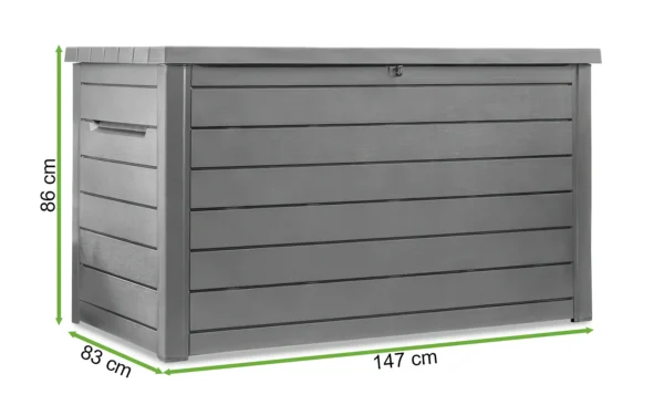 Schowek ogrodowy ONTARIO BOX 870L Graphite – Keter — wymiary produktu