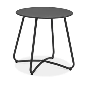 Stolik ART Dark Grey do fotela bujanego AGAVA z nogami w kształcie krzyża umieszczony na białym tle