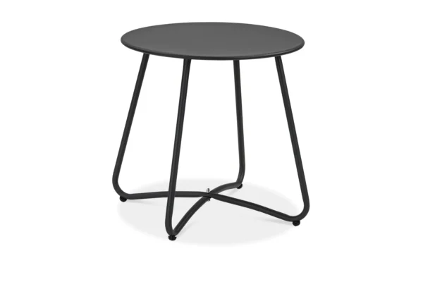 Stolik ART Dark Grey do fotela bujanego AGAVA z nogami w kształcie krzyża umieszczony na białym tle