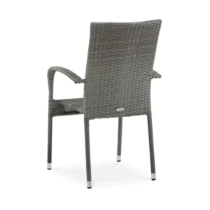 Krzesło z zestawu mebli technorattanowych Fiesta/Venecja 6+1 Dolphin Grey widziane od tyłu Krzesło z zestawu mebli technorattanowych Fiesta/Venecja 6+1 Dolphin Grey widziane od tyłu