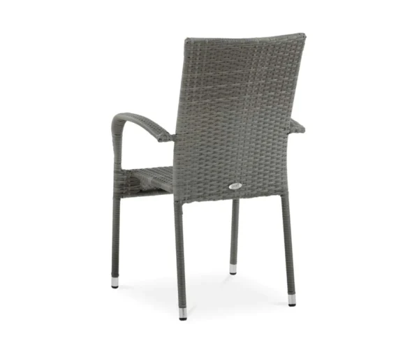 Krzesło z zestawu mebli technorattanowych Fiesta/Venecja 6+1 Dolphin Grey widziane od tyłu Krzesło z zestawu mebli technorattanowych Fiesta/Venecja 6+1 Dolphin Grey widziane od tyłu