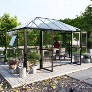 Oranżeria zimowa BROADWAY Black 436x295cm Solid PC+ Glass – Gutroof — zdjęcie wariantu 12 Oranżeria zimowa BROADWAY Black 436x295cm Solid PC+ Glass – Gutroof — zdjęcie wariantu 12