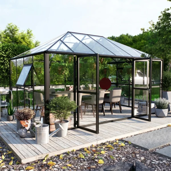Oranżeria zimowa BROADWAY Black 436x295cm Solid PC+ Glass – Gutroof — zdjęcie wariantu 12 Oranżeria zimowa BROADWAY Black 436x295cm Solid PC+ Glass – Gutroof — zdjęcie wariantu 12